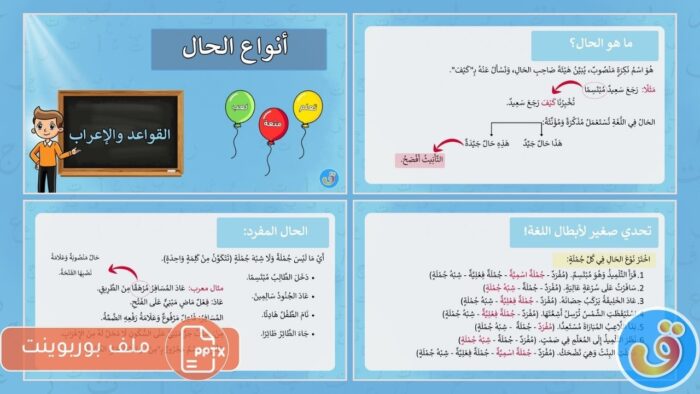 أنواع الحال: بوربوينت أنواع الحال