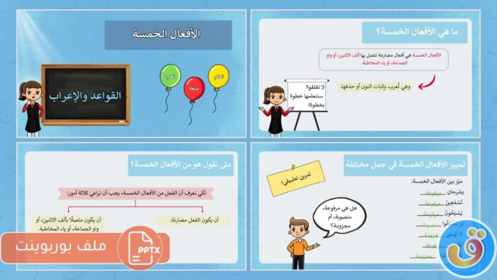 الأفعال الخمسة: بوربوينت الأفعال الخمسة