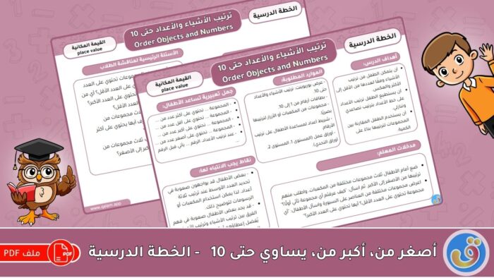 القيمة المكانية: ترتيب الأشياء والأعداد حتى 10 - الخطة الدرسية