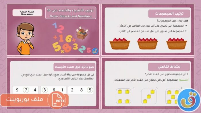 القيمة المكانية: ترتيب الأشياء والأعداد حتى 10 - بوربوينت ترتيب الأشياء والأعداد حتى 10