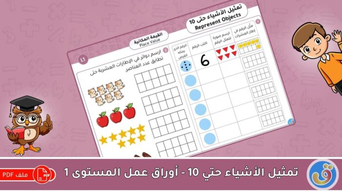 القيمة المكانية: تمثيل الأشياء حتى 10 - أوراق عمل المستوى 1