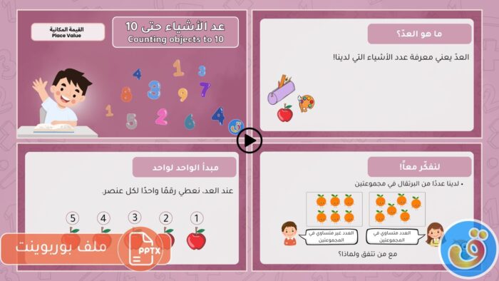 القيمة المكانية: عد الأشياء حتى 10 - بوربوينت عد الأشياء حتى 10