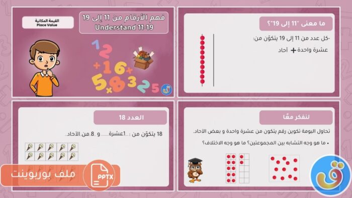 القيمة المكانية: فهم الأرقام من 11 إلى 19 - بوربوينت فهم الأرقام من 11 إلى 19