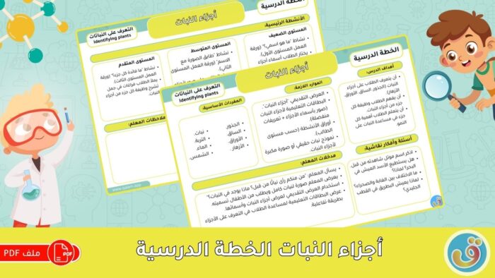 التعرف على النباتات: أجزاء النبات - الخطة الدرسية