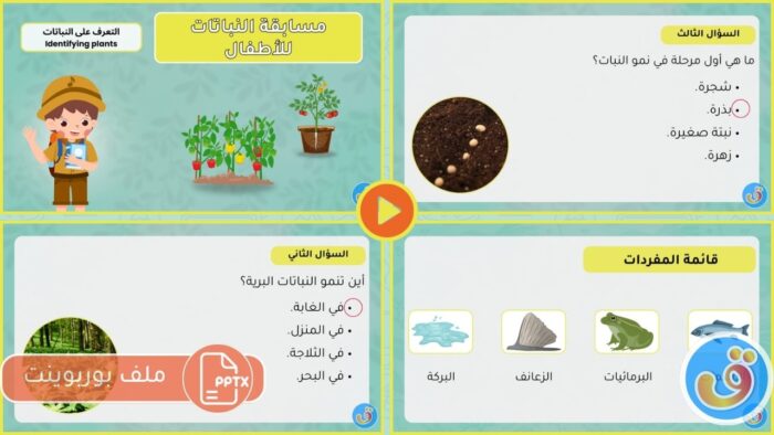 التعرف على النباتات: مسابقة النباتات للأطفال - بوربوينت