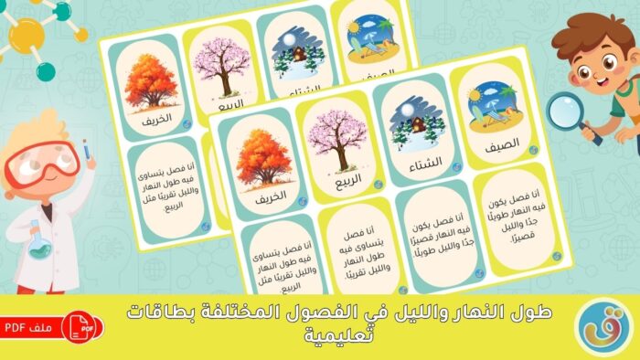 التغيرات الموسمية: طول النهار والليل - بطاقات تعليمية