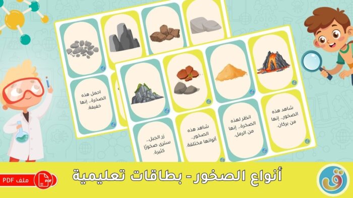 الصخور: أنواع الصخور - بطاقات تعليمية