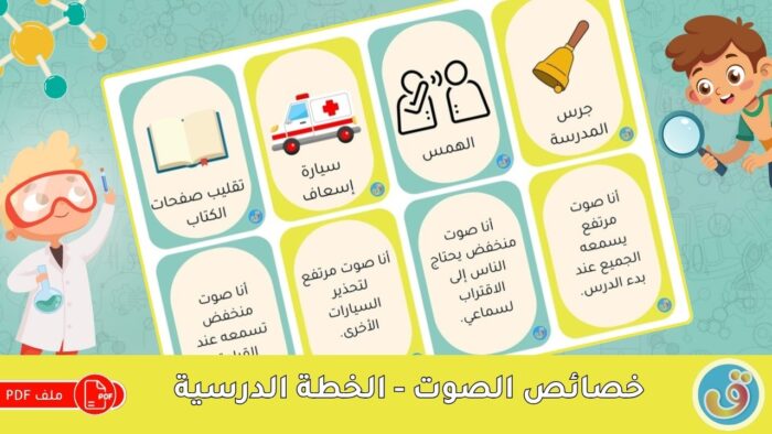 الصوت: خصائص الصوت - بطاقات تعليمية
