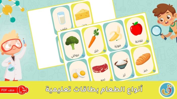 الطعام: أنواع الطعام - بطاقات تعليمية
