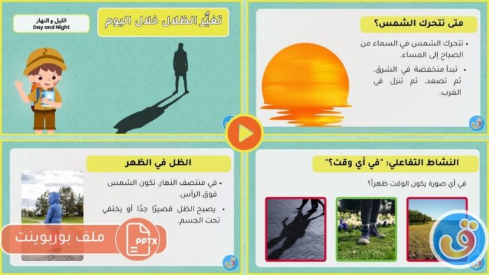 الليل والنهار: تغيُّر الظلال خلال اليوم - بوربوينت
