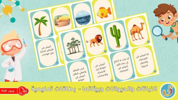 النباتات والحيوانات: النباتات والحيوانات وبيئاتها - بطاقات تعليمية