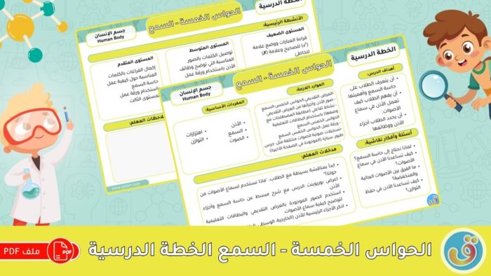 جسم الإنسان: الحواس الخمس - السمع - الخطة الدرسية