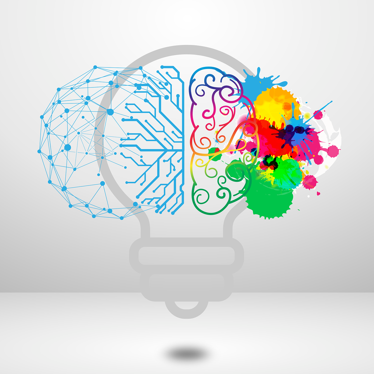 brain, light bulb, cerebral hemispheres, left, right, rational, creative, training, logical, intuitive, hemispheres, brain, brain, brain, brain, brain, light bulb